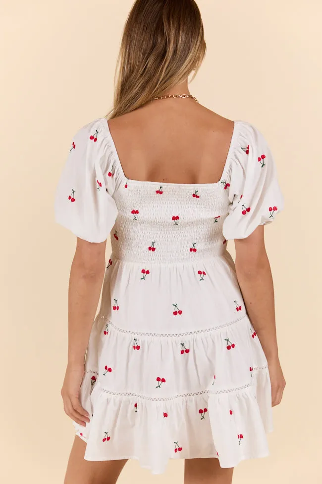 Cherry To My Cola Embroidered Ivory Dress
