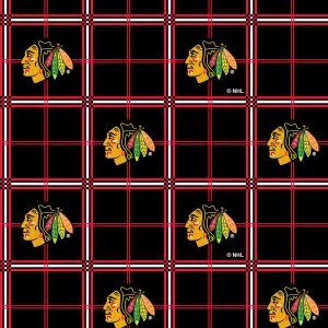 CHICAGO BLACKHAWKS-Plaid Flannel-100% Cotton-023BLK