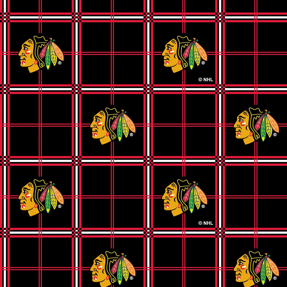 CHICAGO BLACKHAWKS-Plaid Flannel-100% Cotton-023BLK