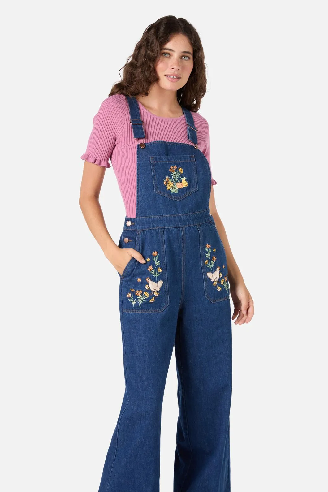 Chickens Embroidered Overall