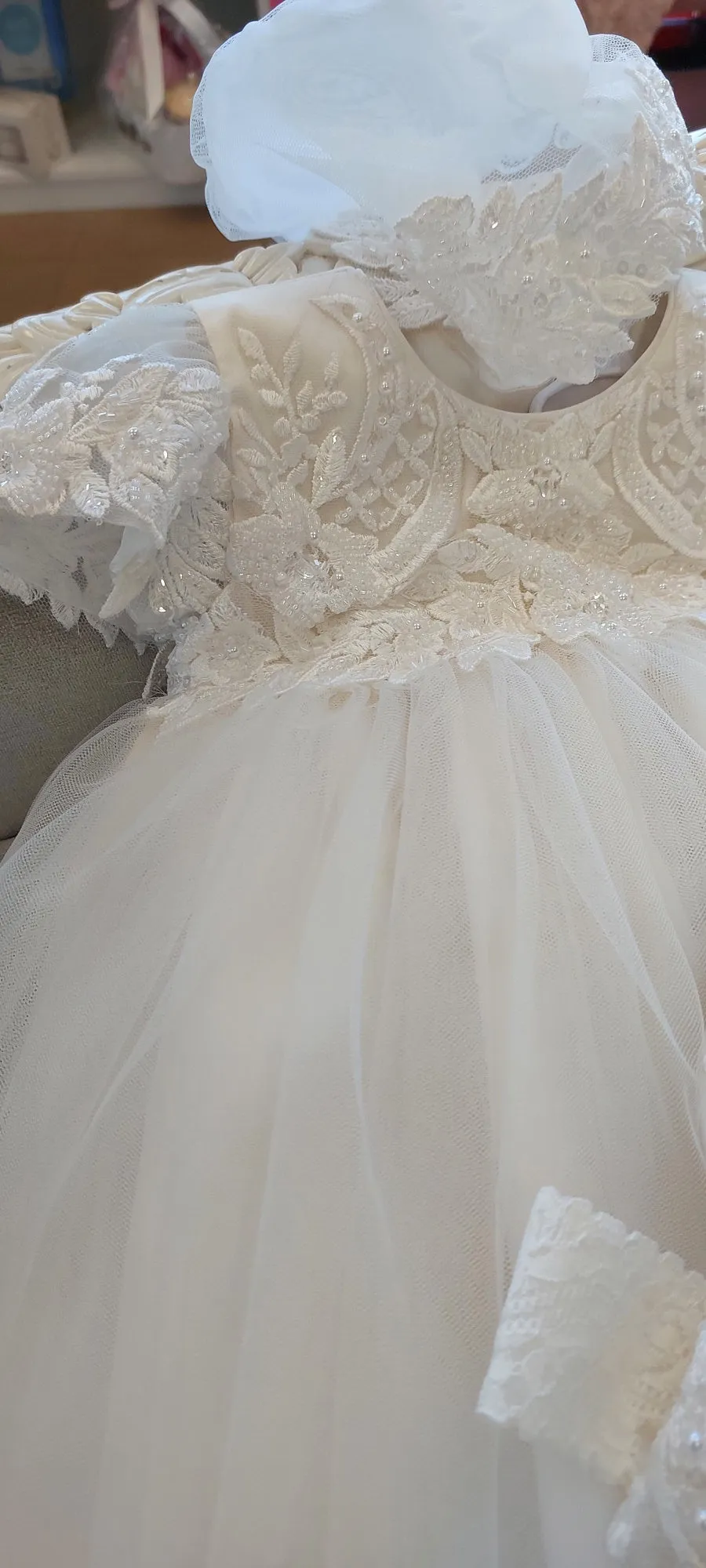 Christening Dress Pearl Lace & Tulle