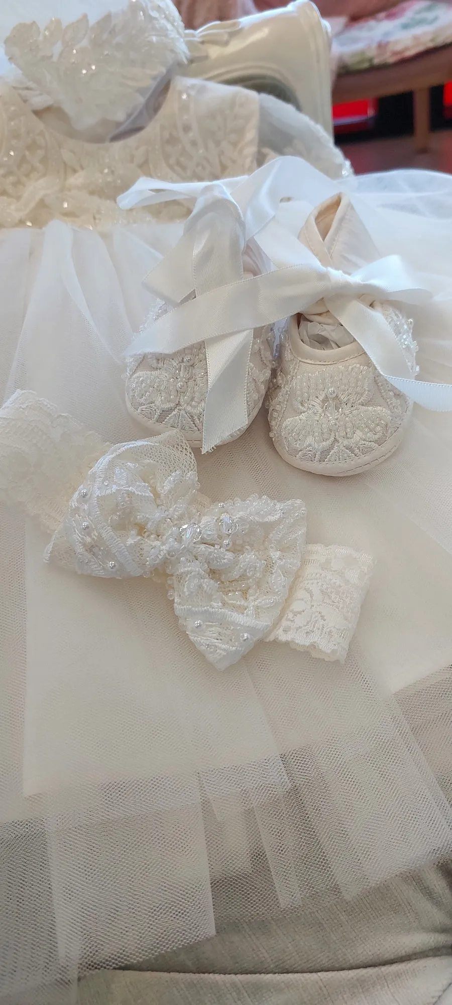 Christening Dress Pearl Lace & Tulle