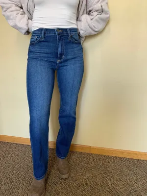 classic dark wash high rise straight jeans