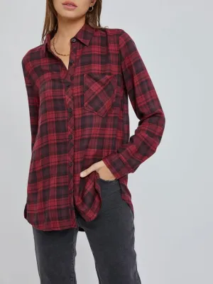 Classic Plaid Button-down - Burgundy FINAL SALE