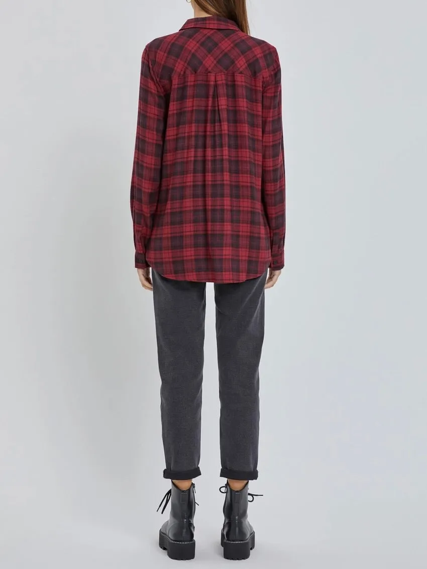 Classic Plaid Button-down - Burgundy FINAL SALE