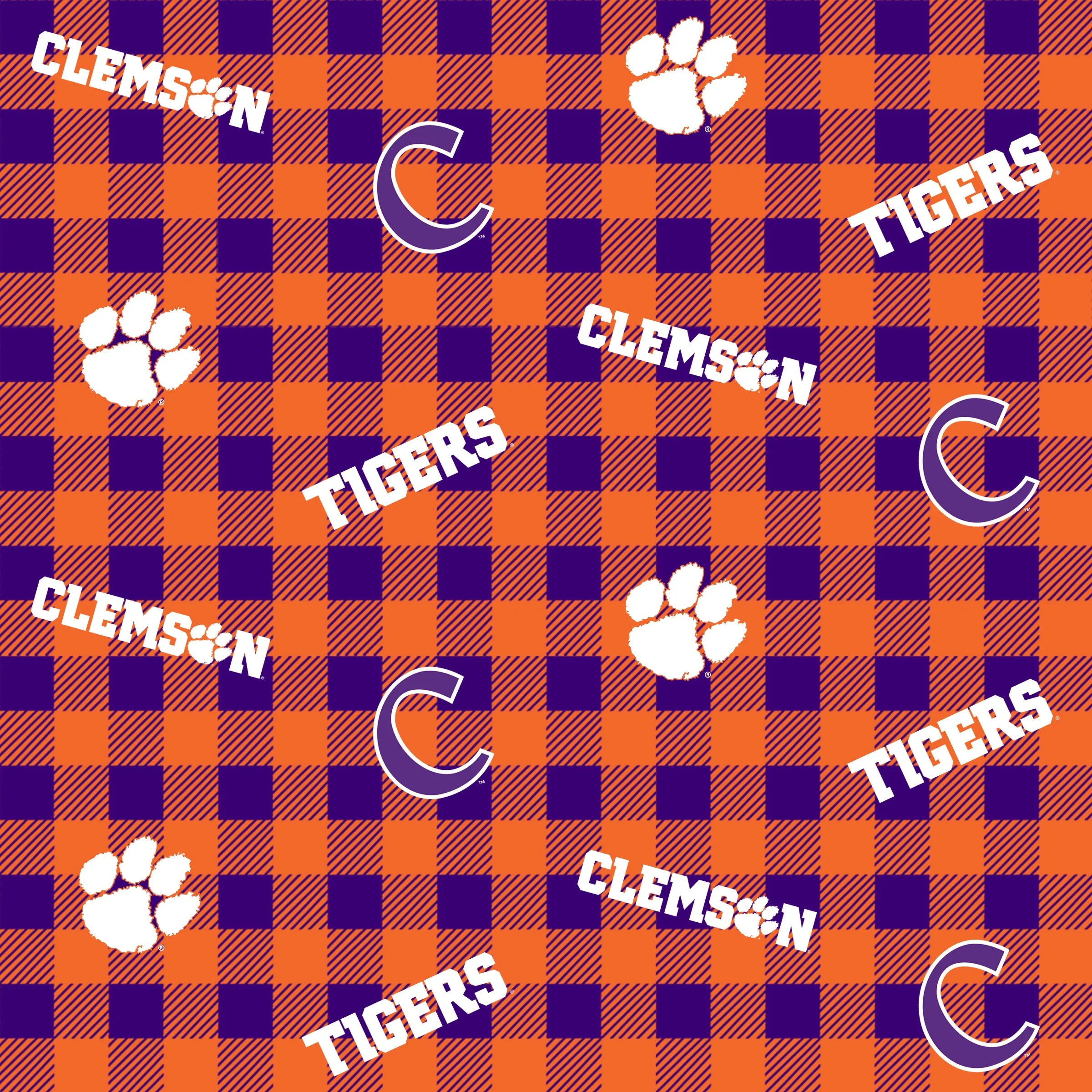 CLEMSON UNIVERSITY-Buffalo Plaid-100% Cotton-CLEM1207