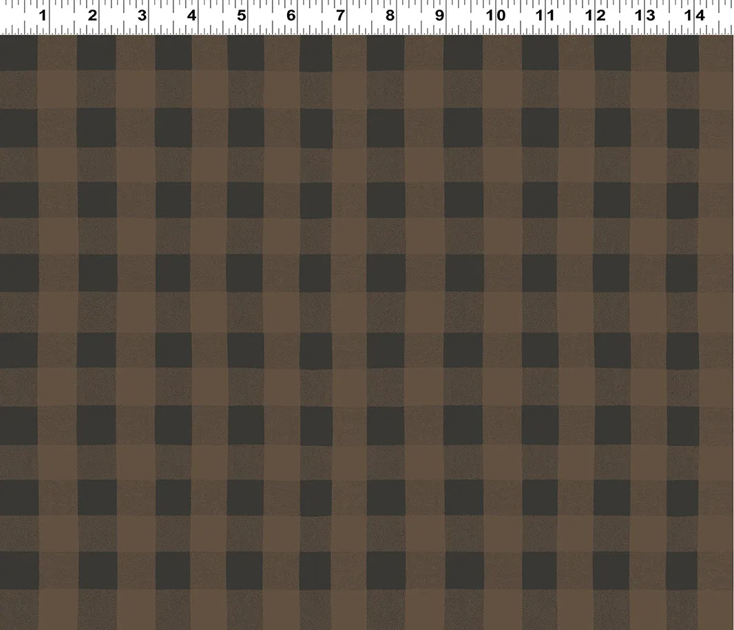 Clothworks Buffalo Plaid Dark Caramel Cotton Fabric Y3367-66