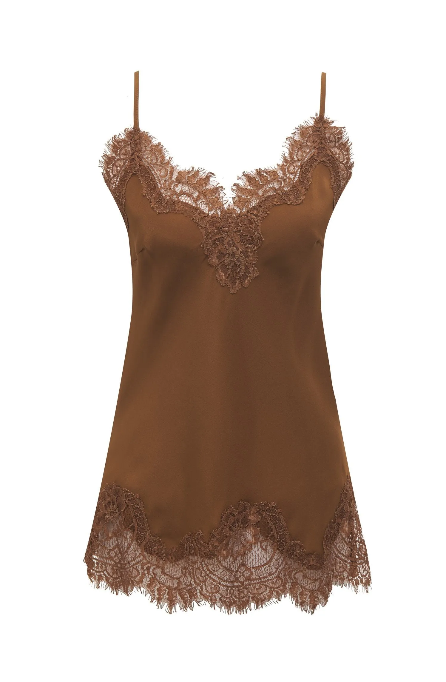 Coco Lace Silk Cami Tobacco