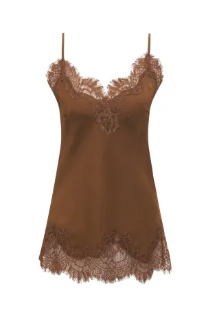 Coco Lace Silk Cami Tobacco