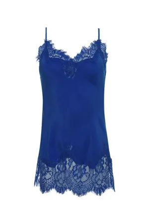 Coco Lace Silk Cami True Blue