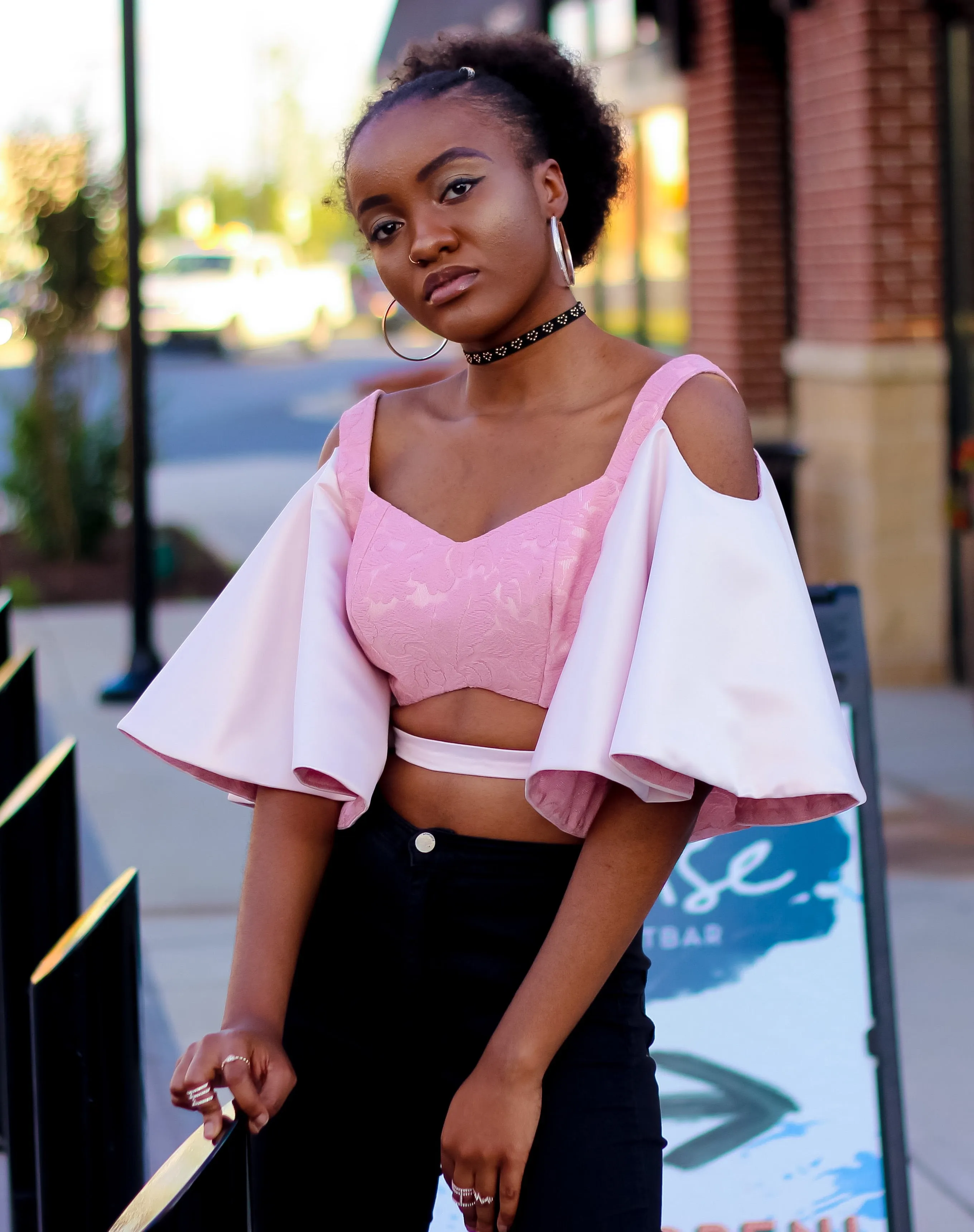 Cold Shoulder Bell Sleeve Top