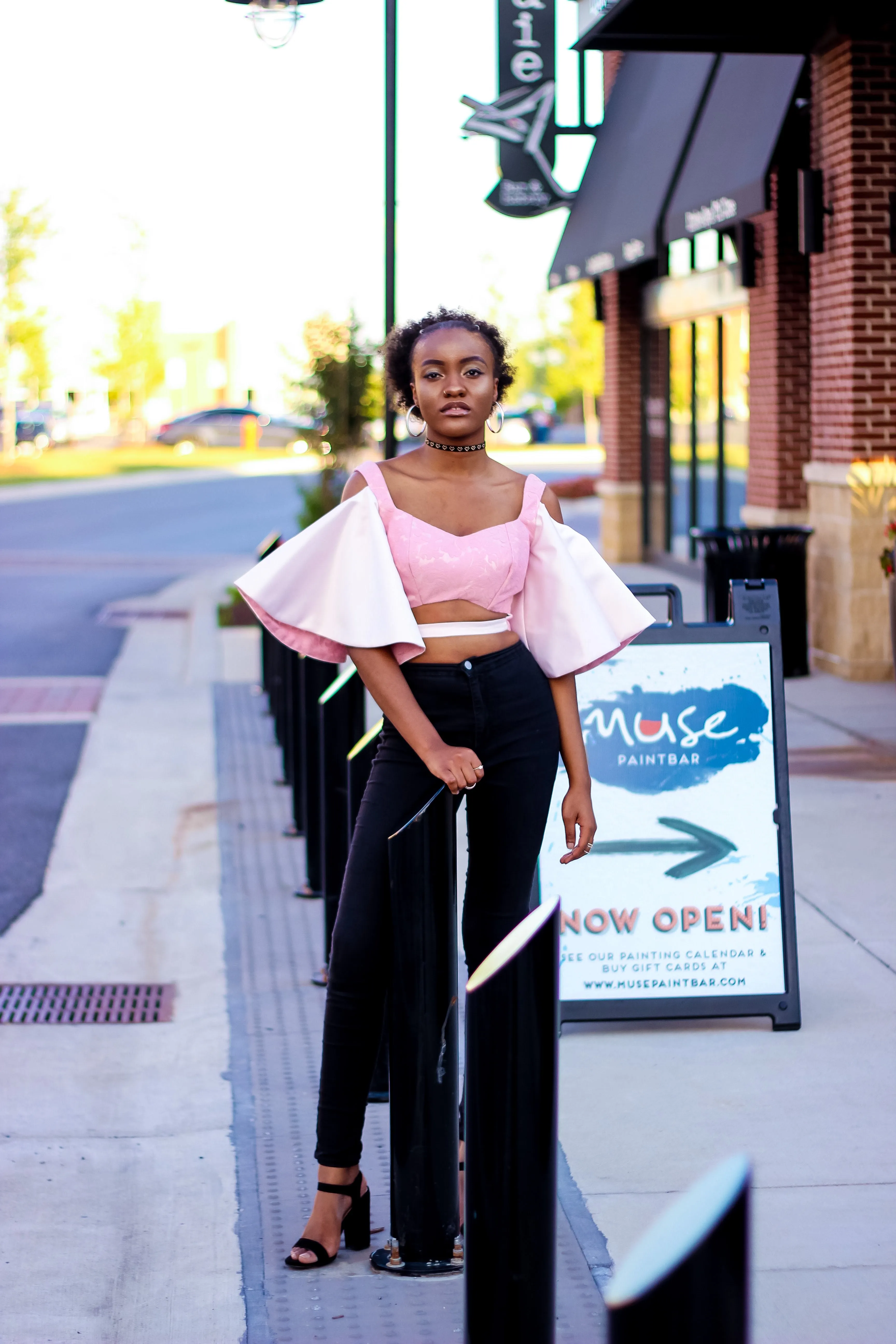 Cold Shoulder Bell Sleeve Top