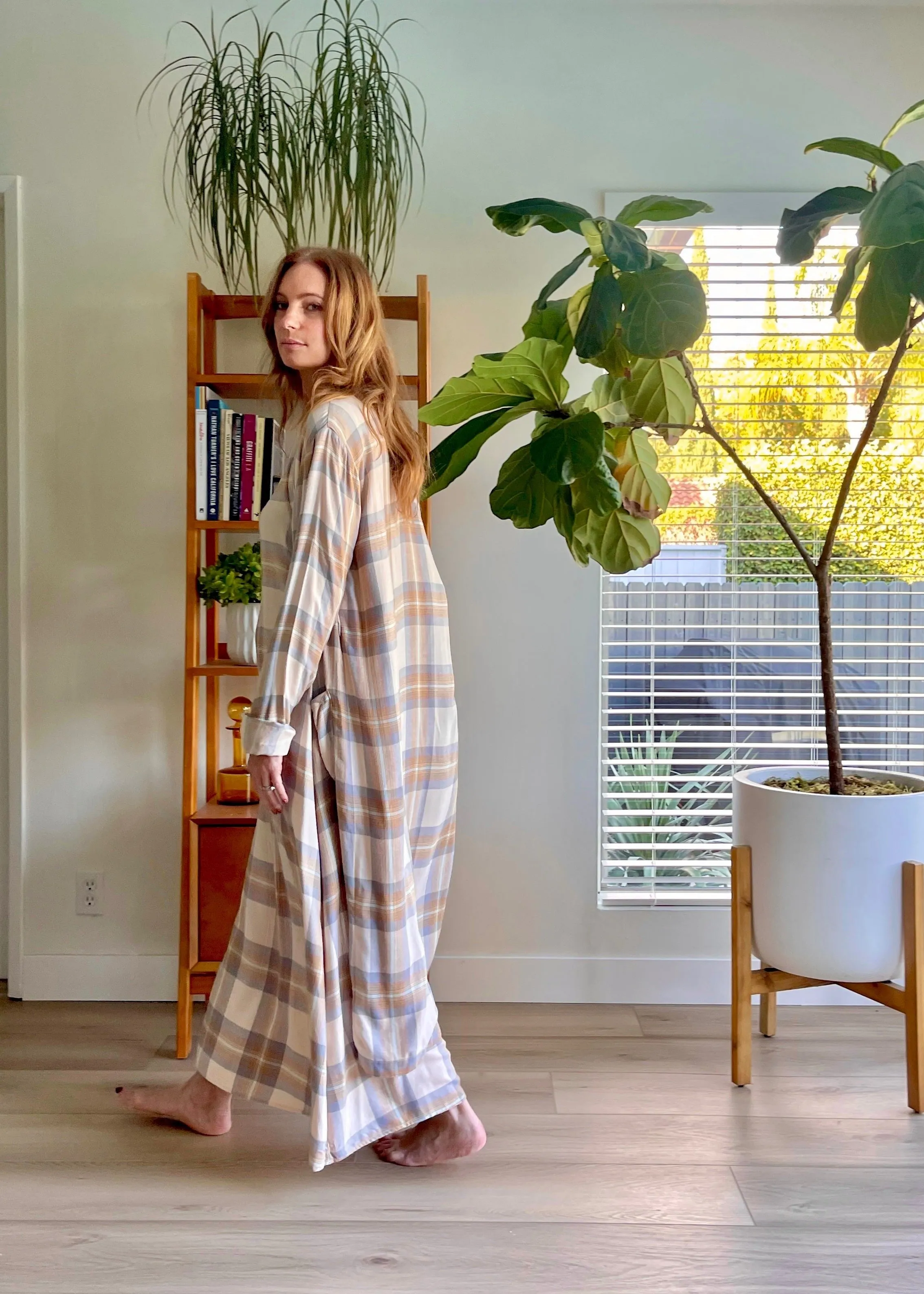 Collette Robe in Soft Plaid