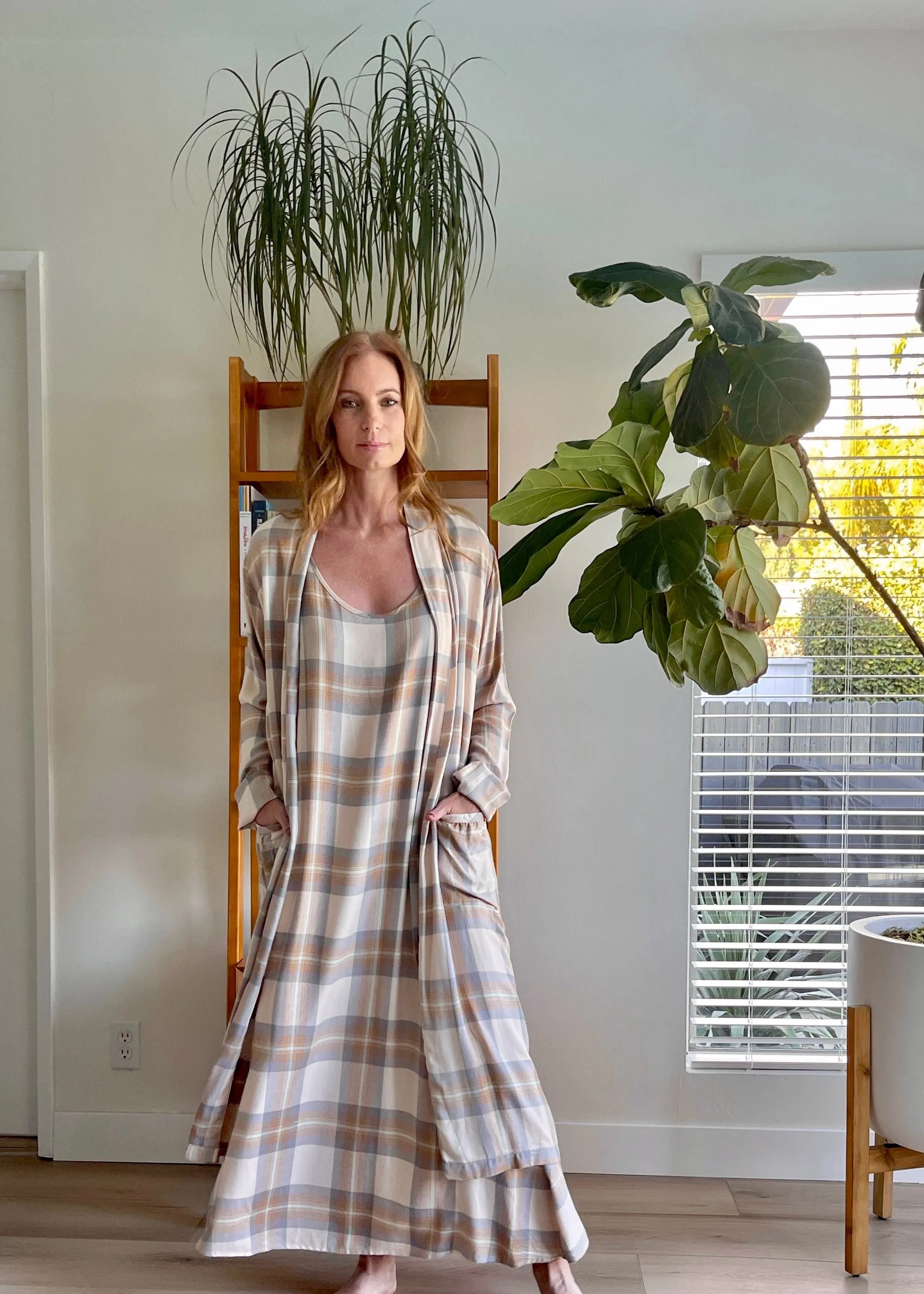 Collette Robe in Soft Plaid