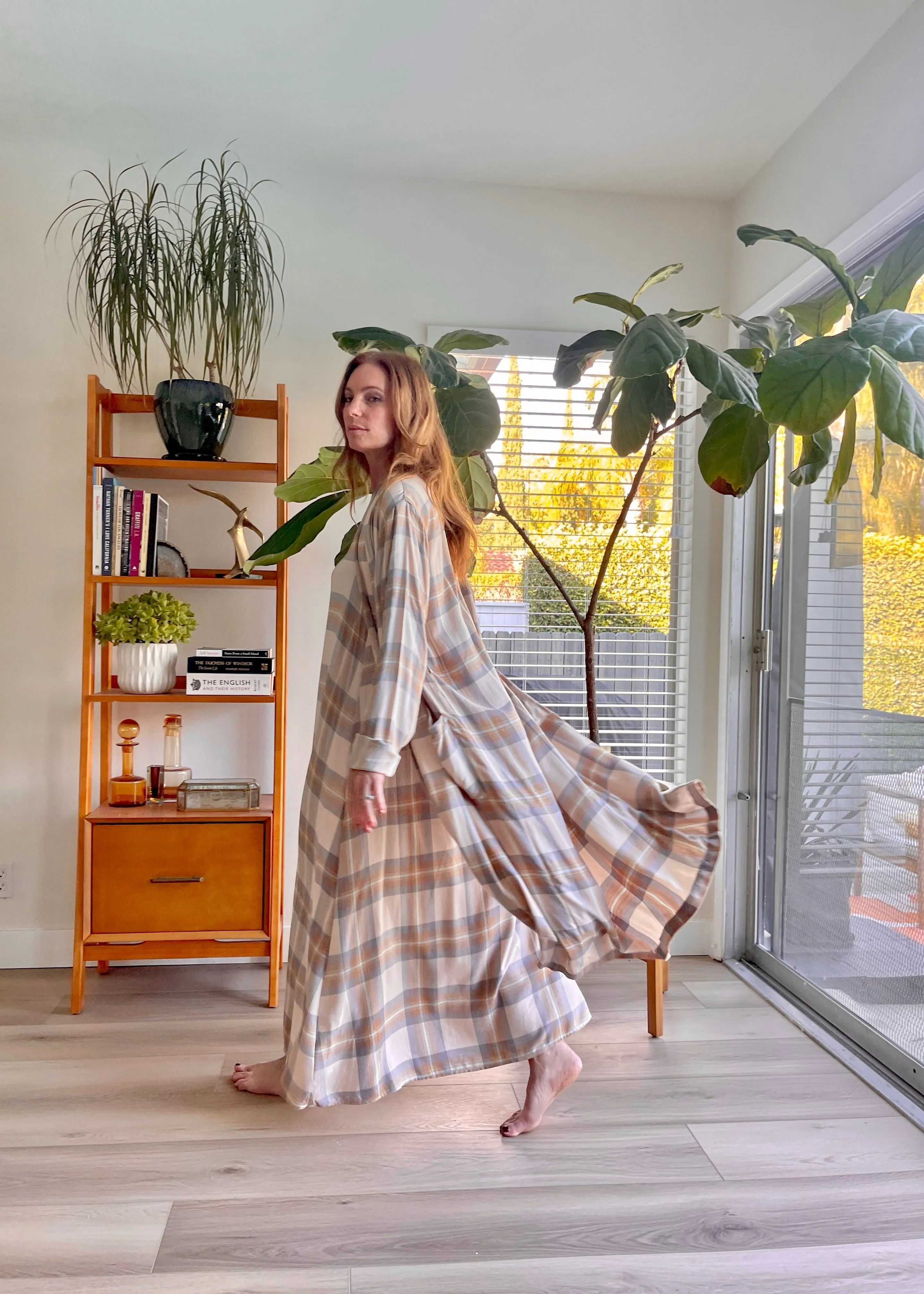 Collette Robe in Soft Plaid