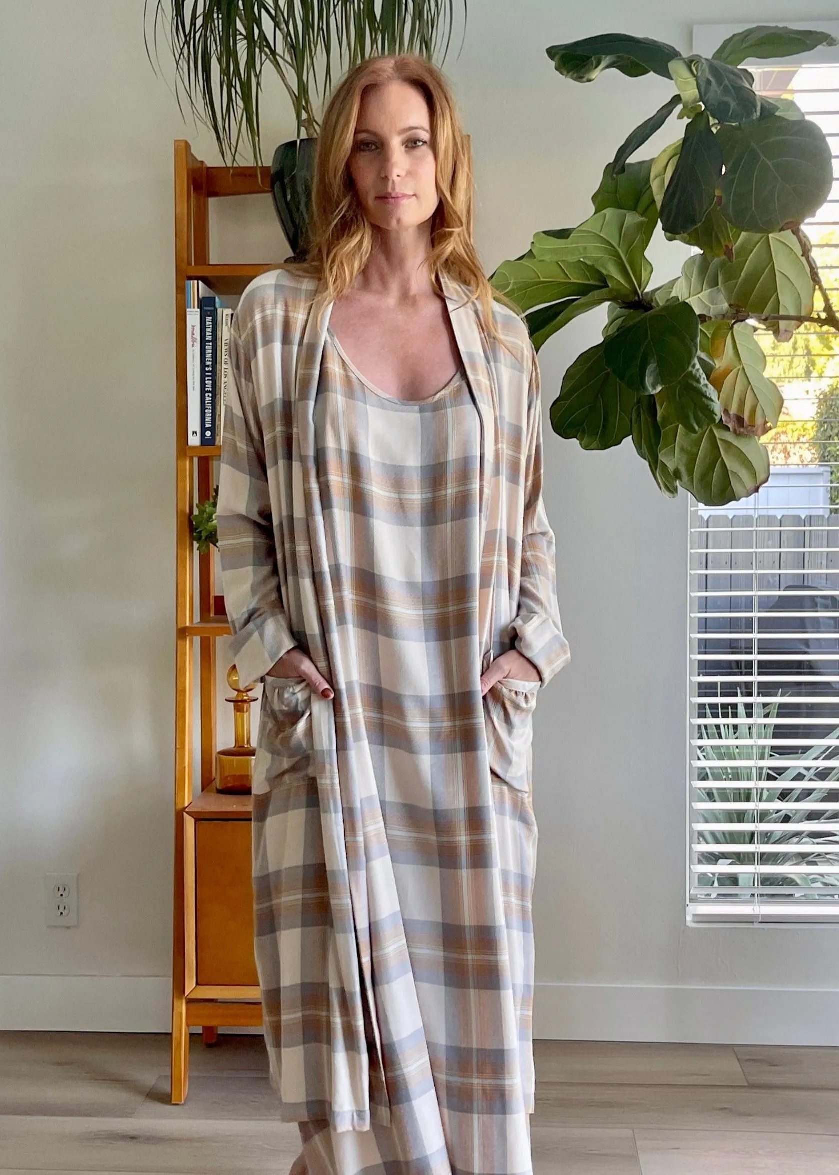 Collette Robe in Soft Plaid