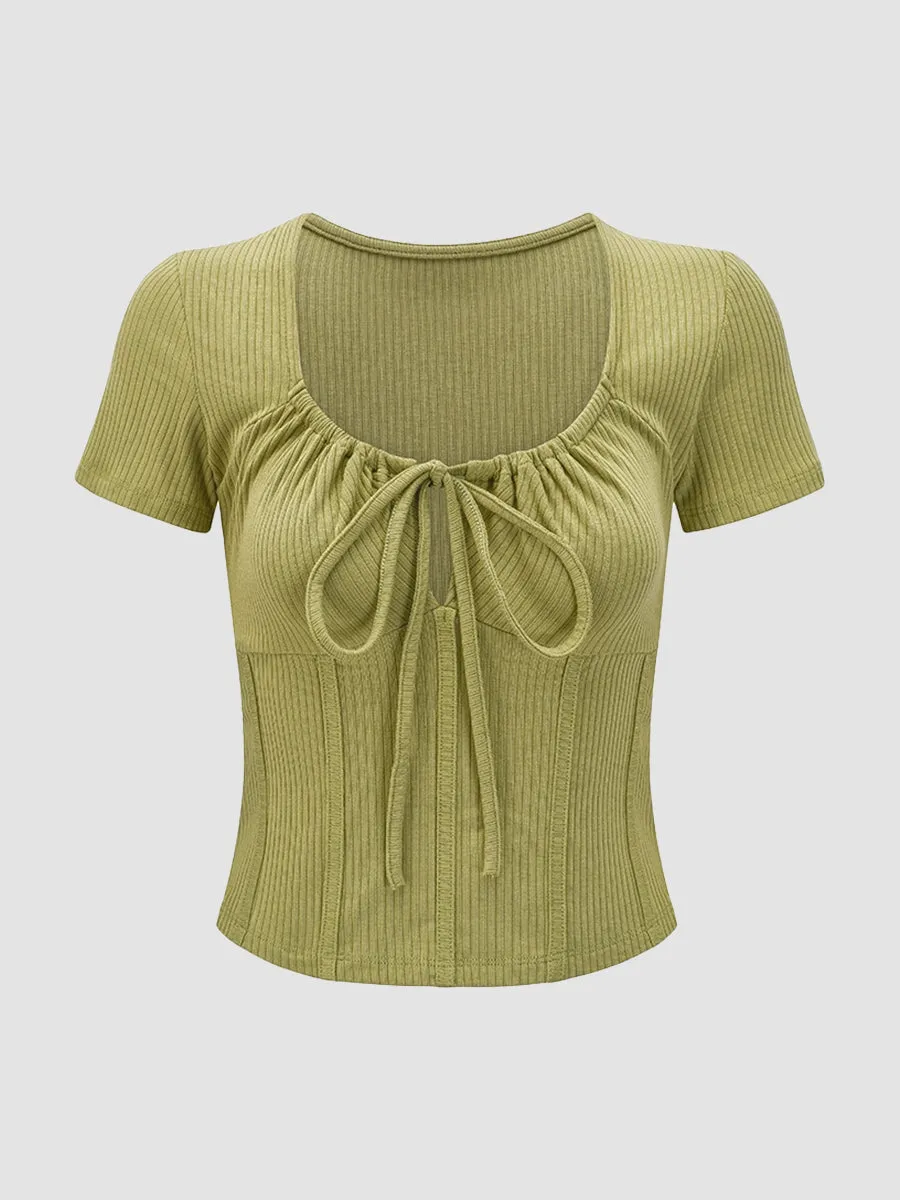 Colors Lace-up Slim Crop Top
