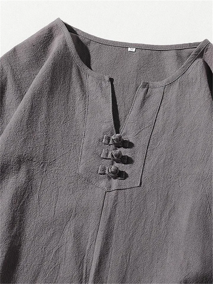 Comfy 2-Piece Linen Outfit Front Button T-Shirt   Drawstring Cropped Pants