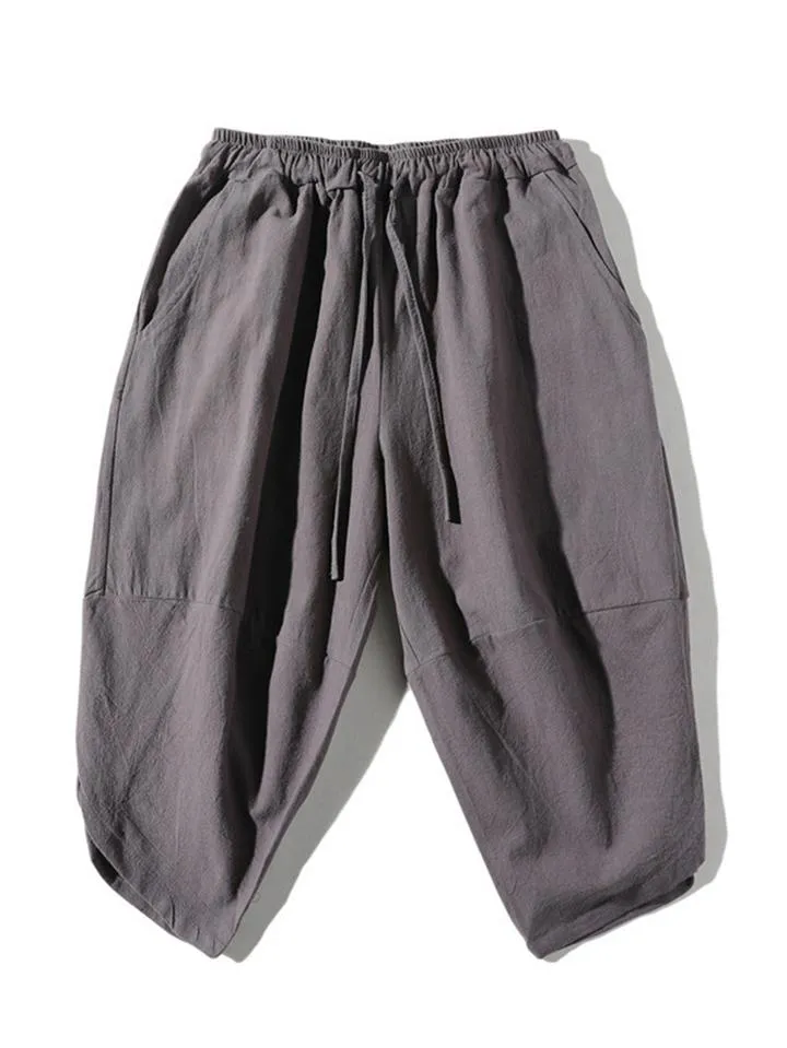 Comfy 2-Piece Linen Outfit Front Button T-Shirt   Drawstring Cropped Pants