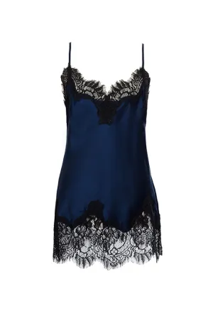 Contrast Coco Lace Silk Cami Navy