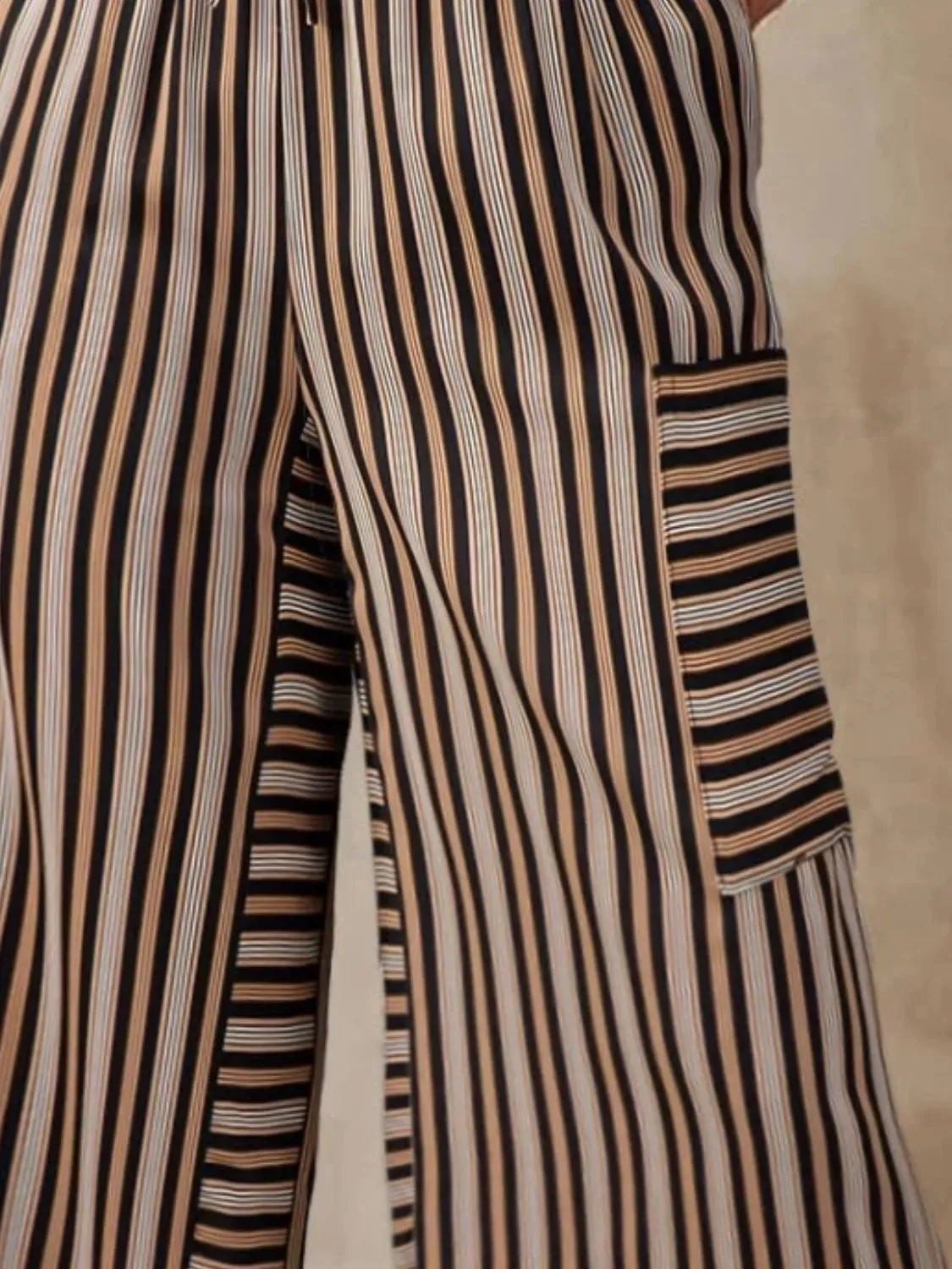 Contrast Striped Wide leg Pants S-2XL