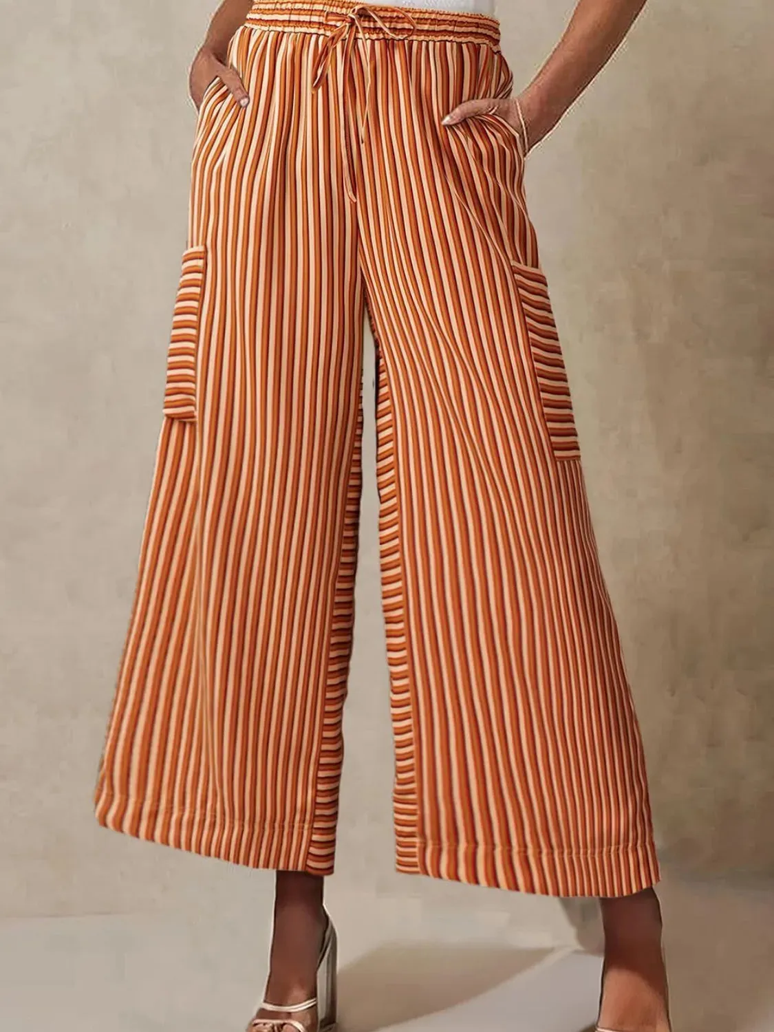 Contrast Striped Wide leg Pants S-2XL