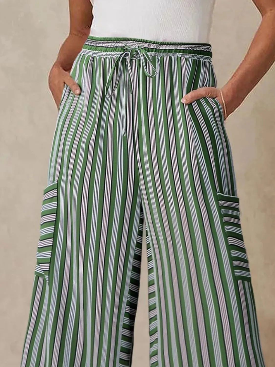 Contrast Striped Wide leg Pants S-2XL