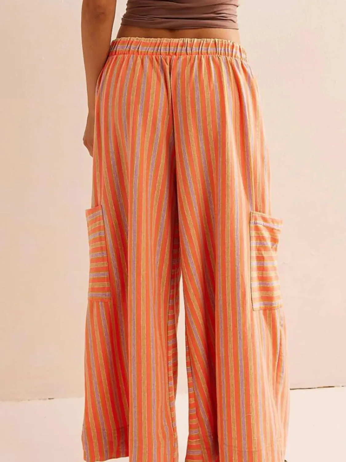 Contrast Striped Wide leg Pants S-2XL