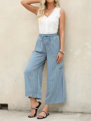 Contrast Striped Wide leg Pants S-2XL