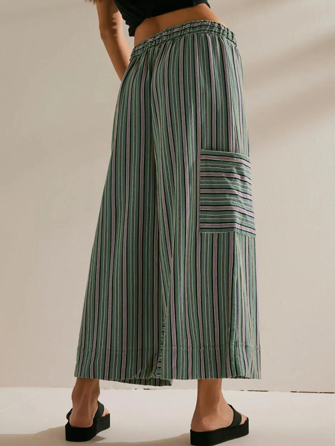 Contrast Striped Wide leg Pants S-2XL