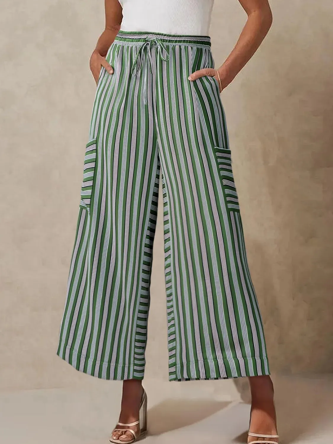 Contrast Striped Wide leg Pants S-2XL