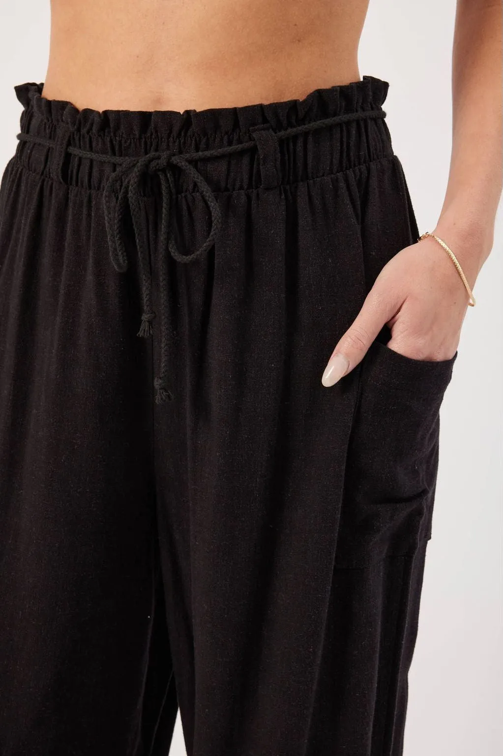 Cora Black Linen Pant