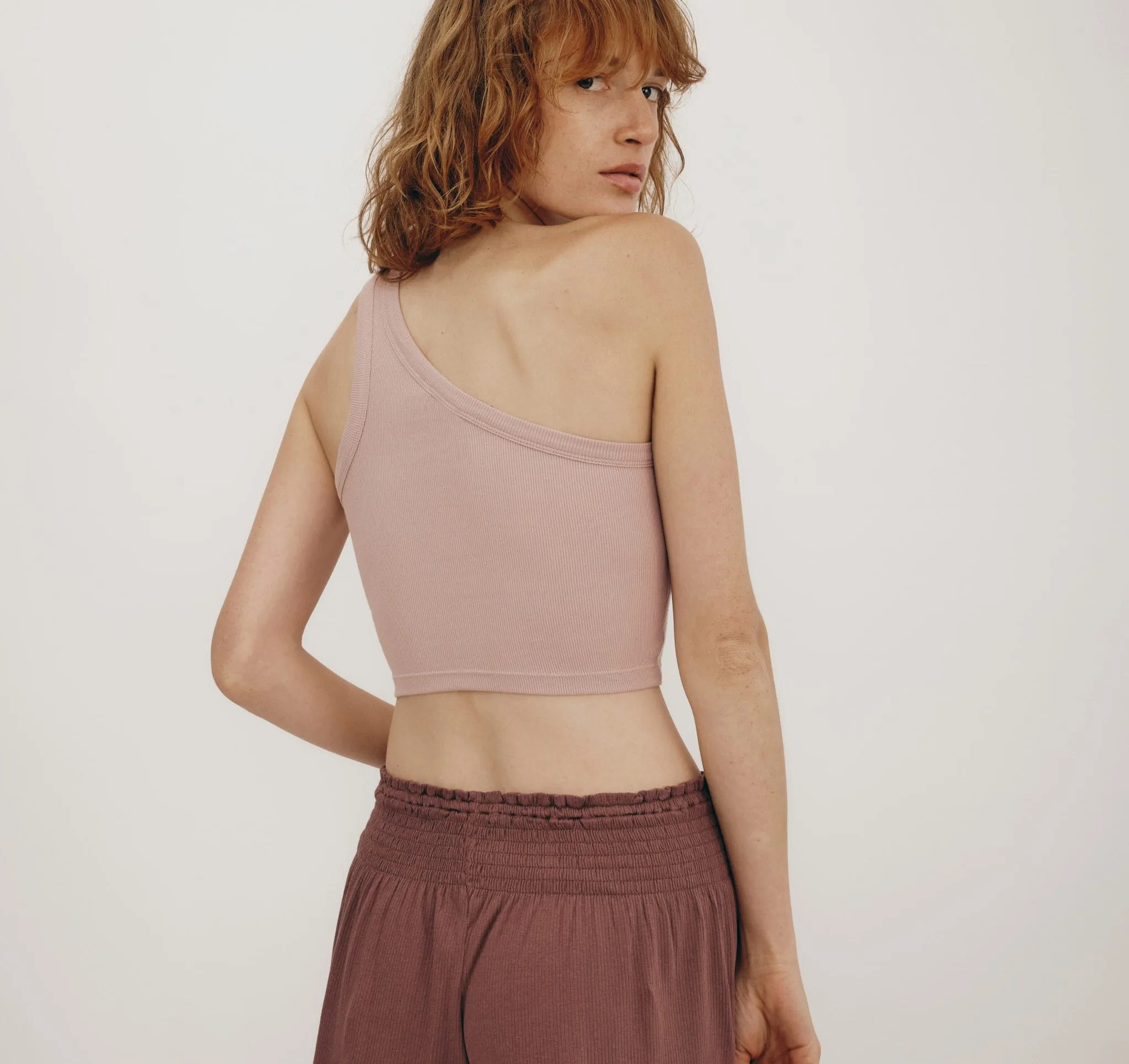 Core Rib One Shoulder Crop Top