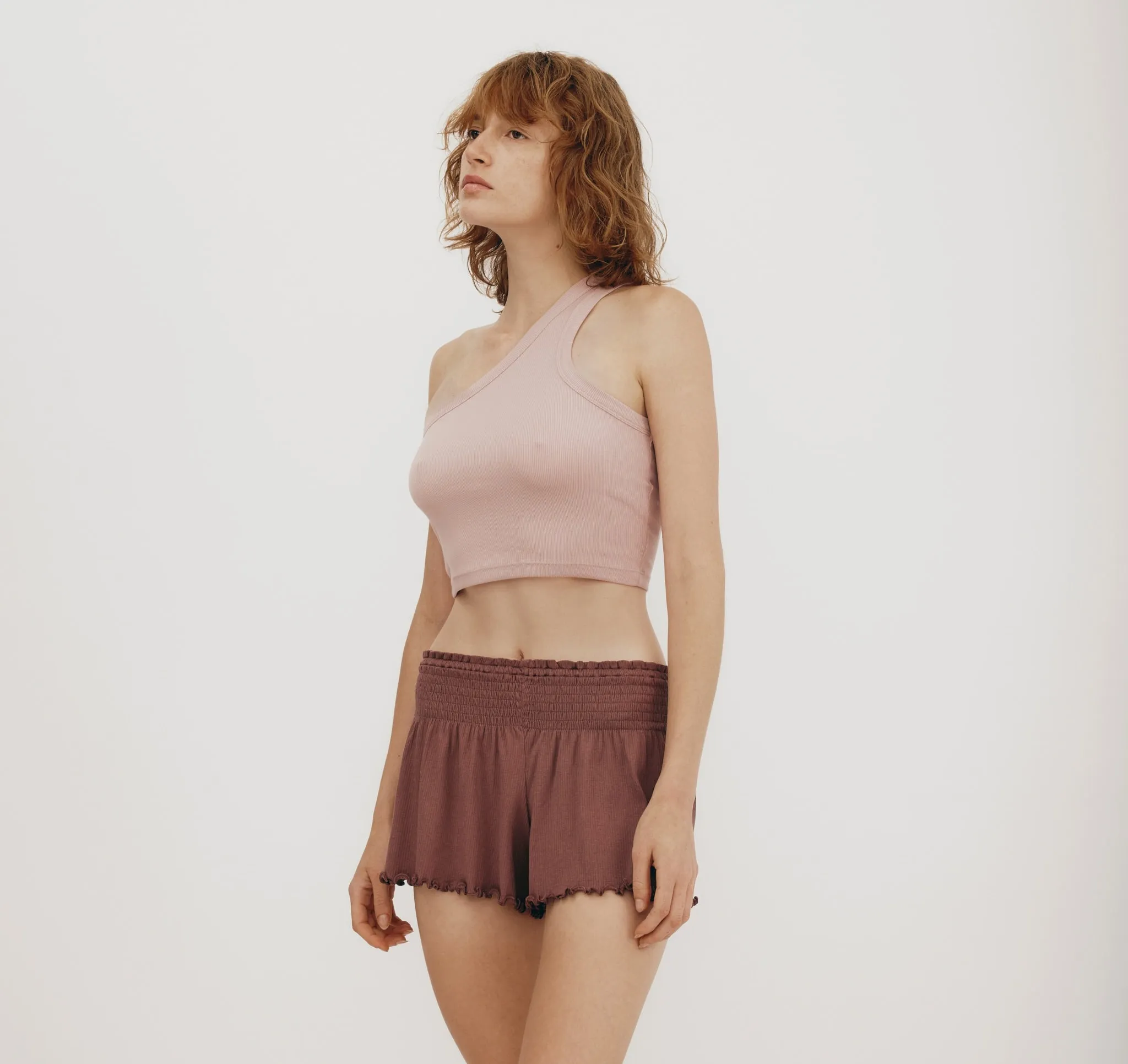 Core Rib One Shoulder Crop Top