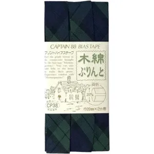 Cotton Bias Tape - Navy Plaid 3/4"