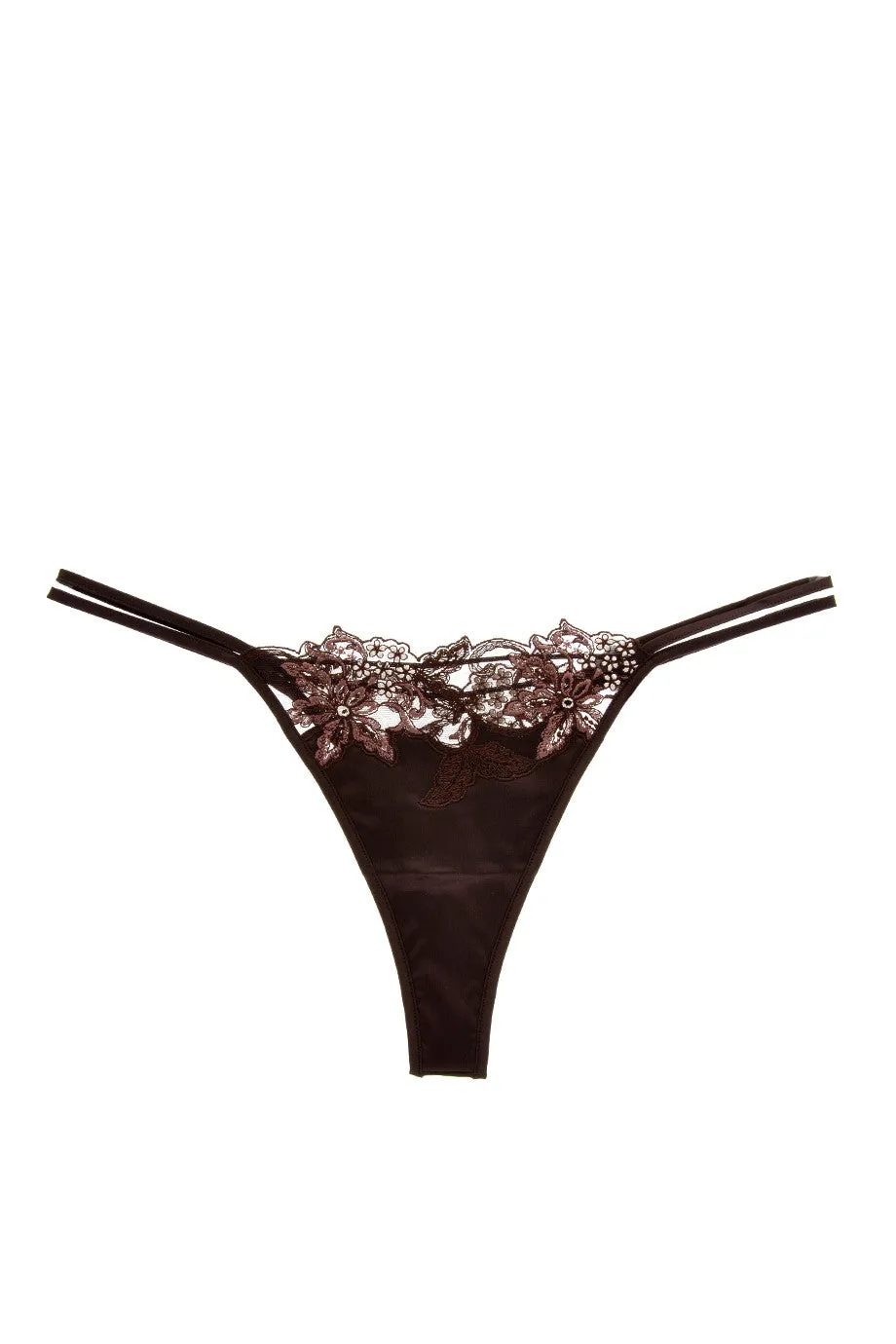 COTTON CLUB ROMANTIC Brown Lace Thong