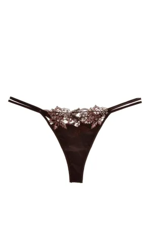 COTTON CLUB ROMANTIC Brown Lace Thong
