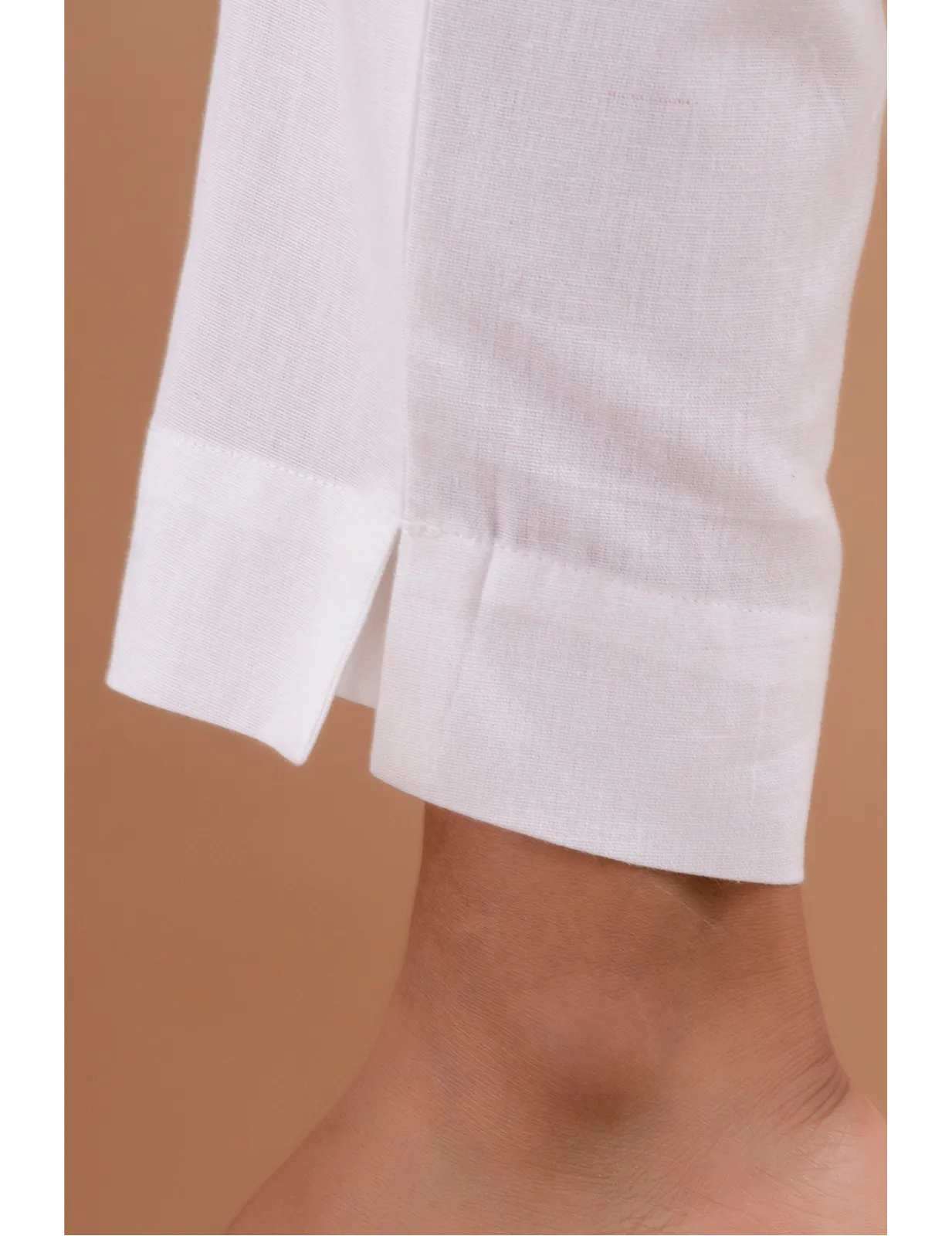 Cotton Flax Pants - White