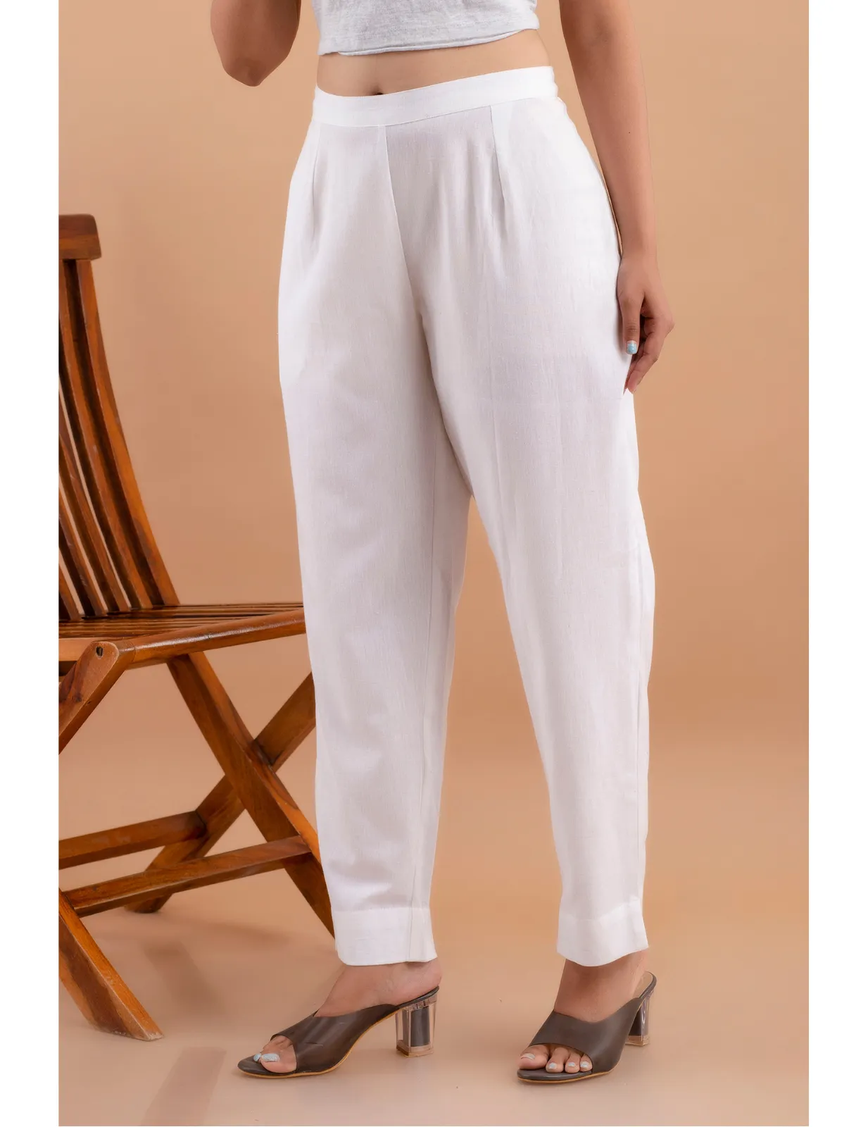 Cotton Flax Pants - White