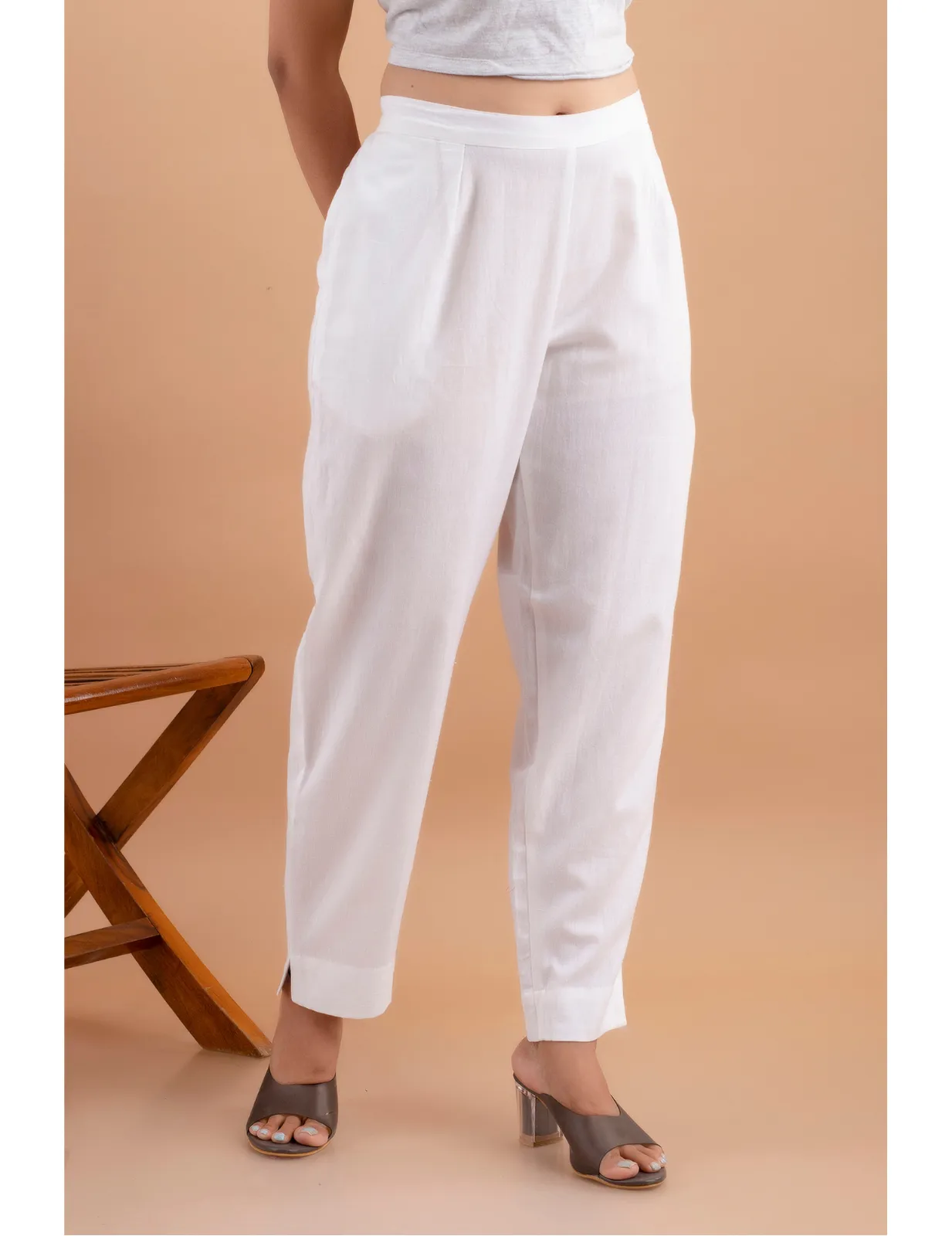 Cotton Flax Pants - White