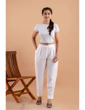 Cotton Flax Pants - White