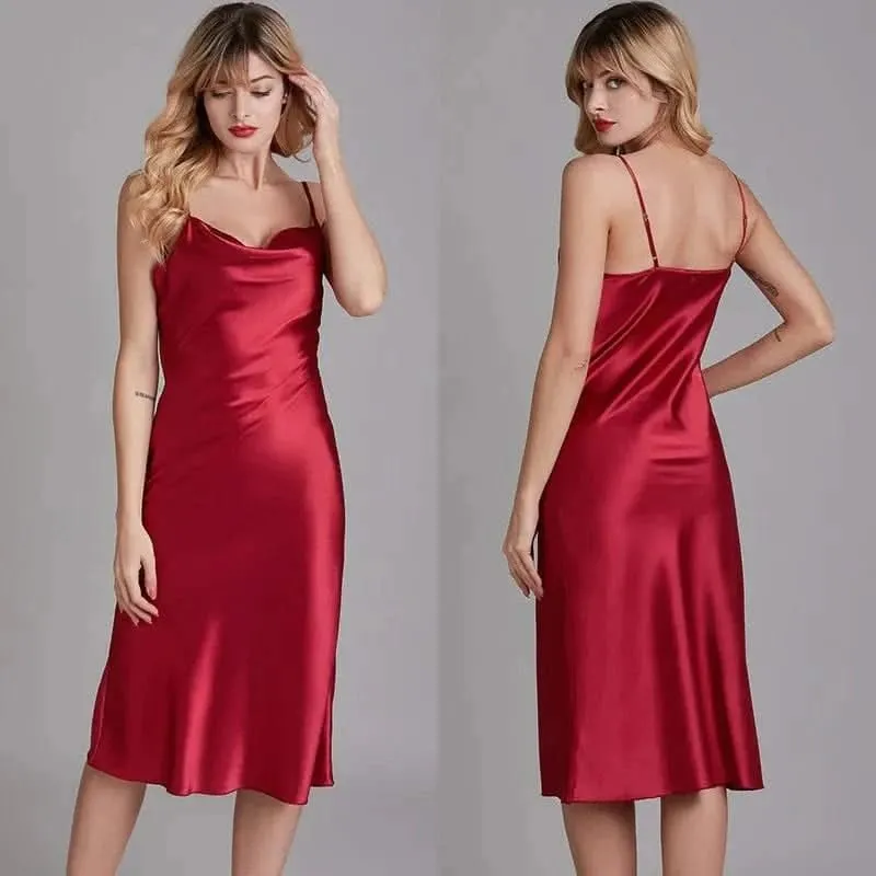 Cowl Neck Silk Dress