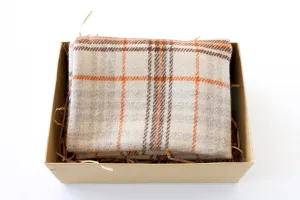 Cream and Brown Plaid Pocket Square