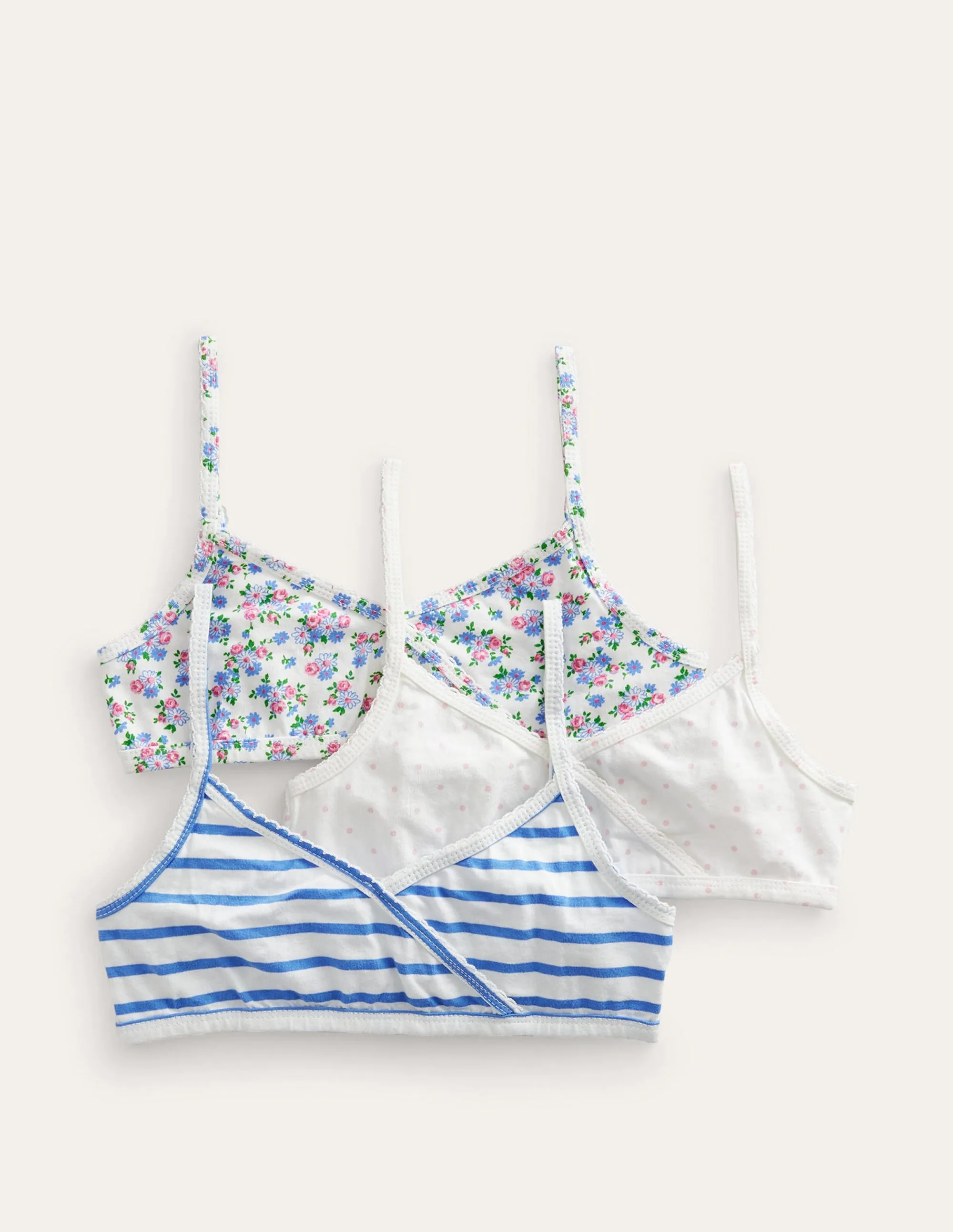 Crossover Crop Tops 3 Pack-Multi Floral