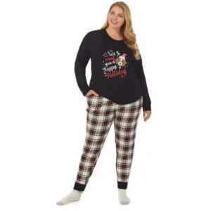 Cuddl Duds Womens Black Dog Sweater Knit Socks 3 pc Pajamas Sets Plus Sz 1X NWT
