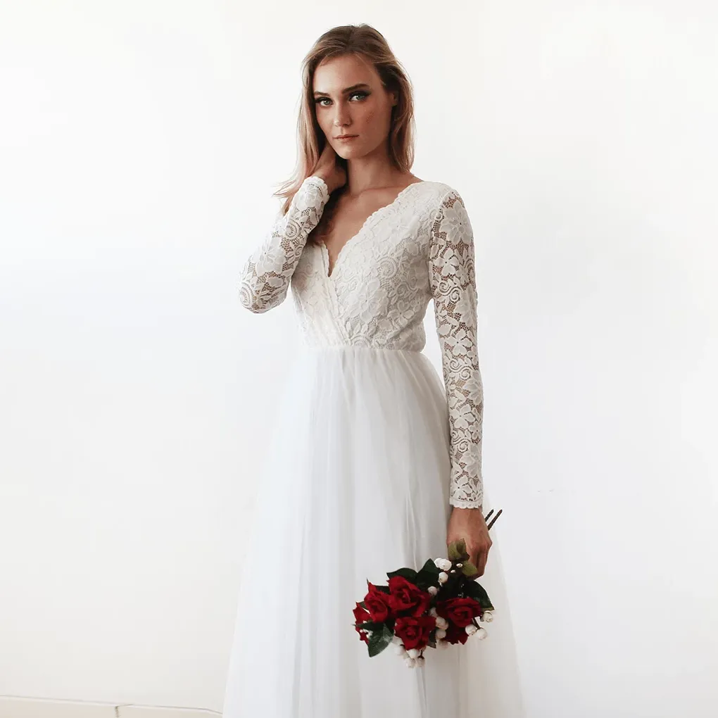 Curvy Ivory Tulle Dress #1125