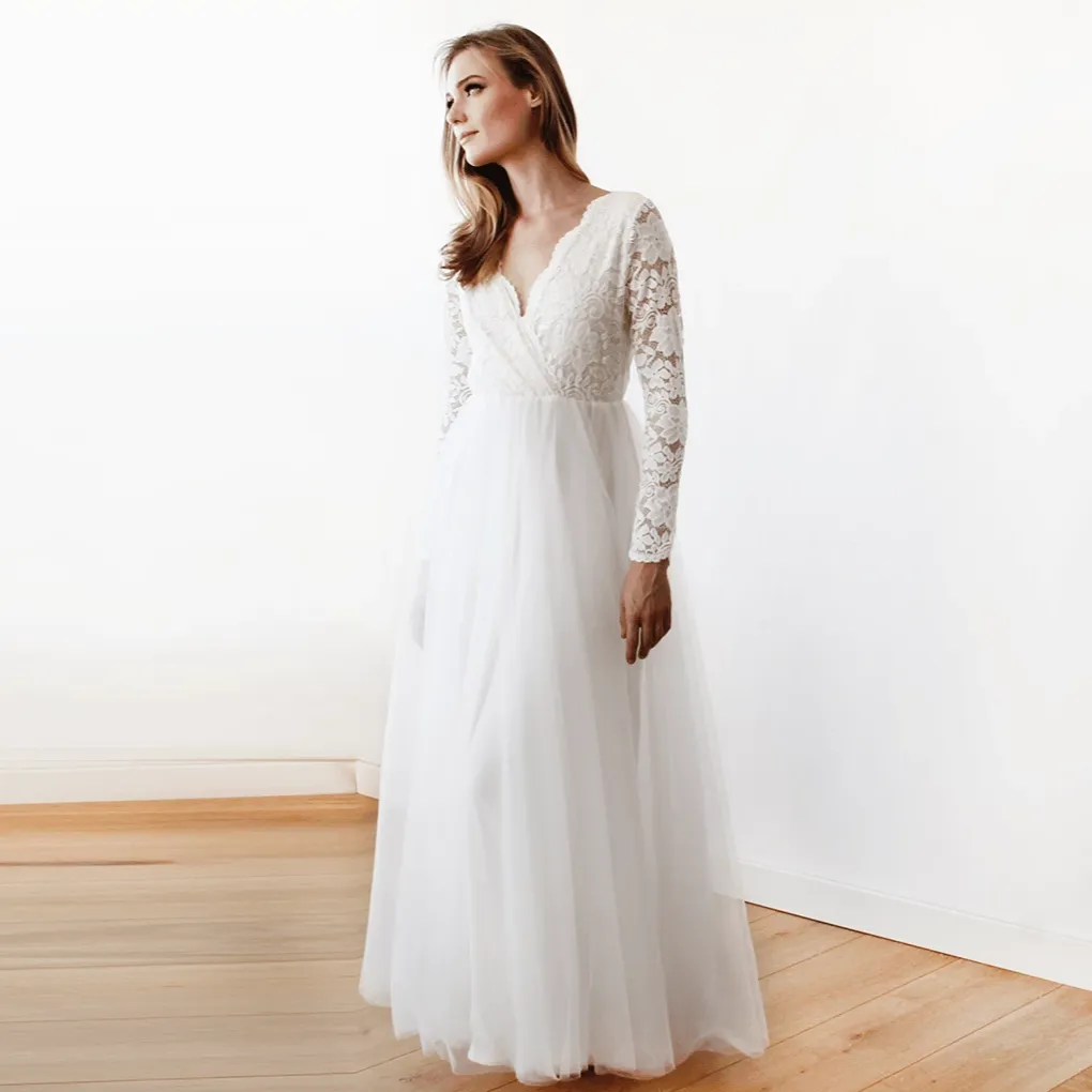 Curvy Ivory Tulle Dress #1125