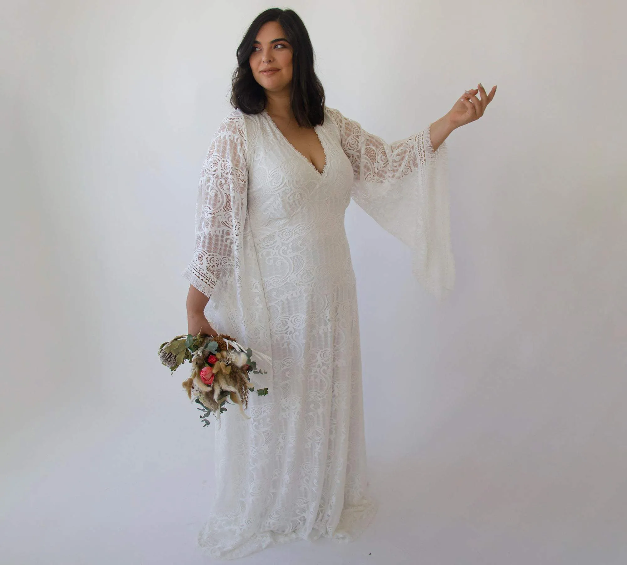 Curvy Kaftan Dress with fringe #1328