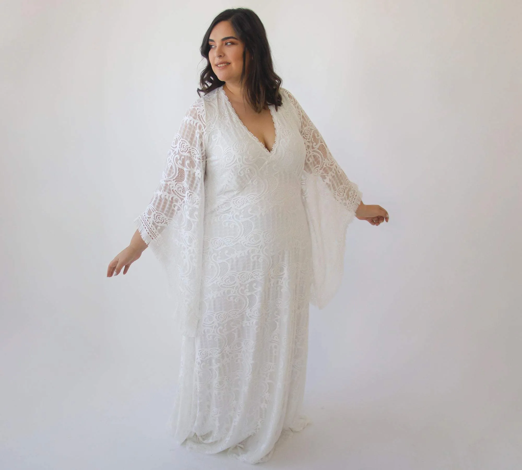 Curvy Kaftan Dress with fringe #1328