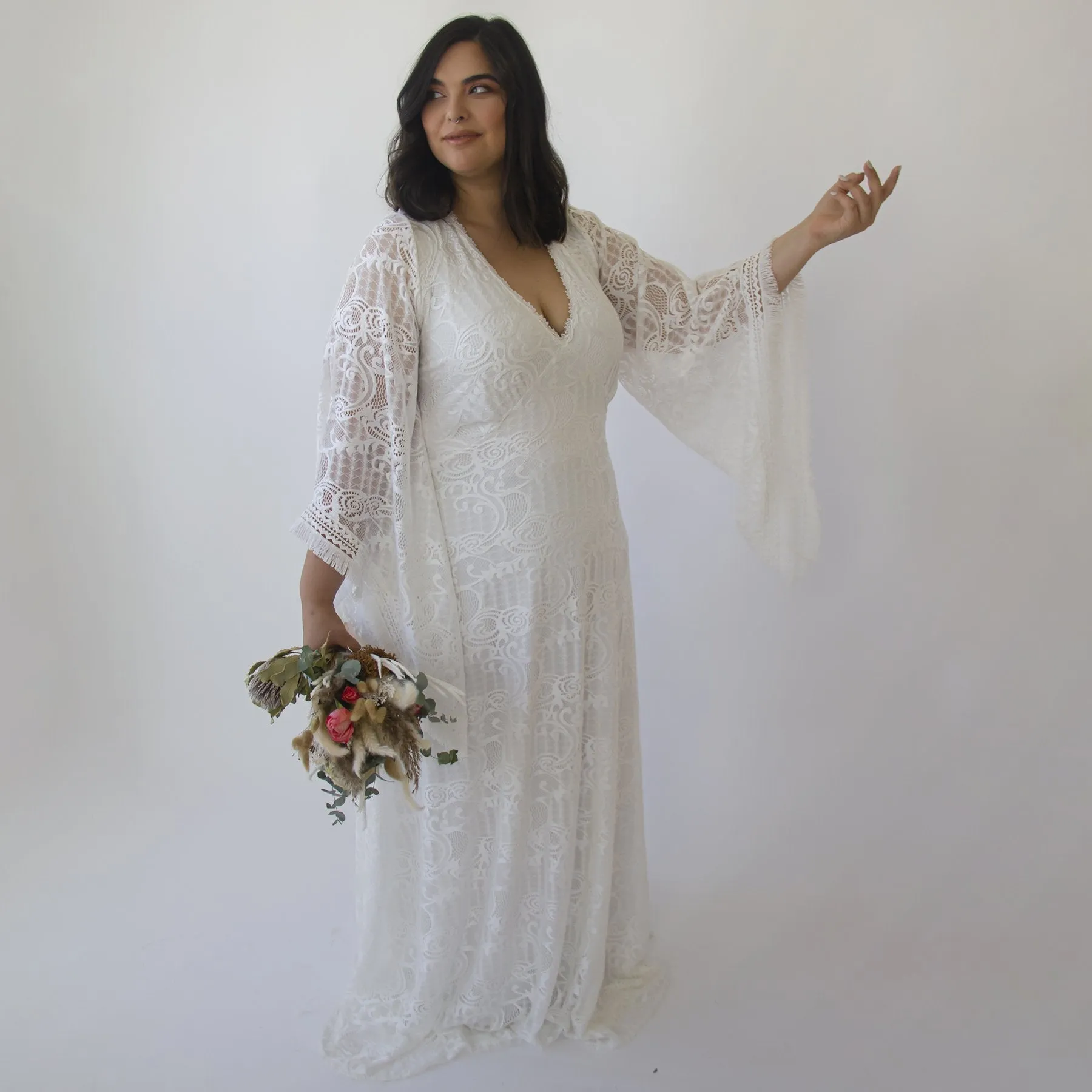 Curvy Kaftan Dress with fringe #1328